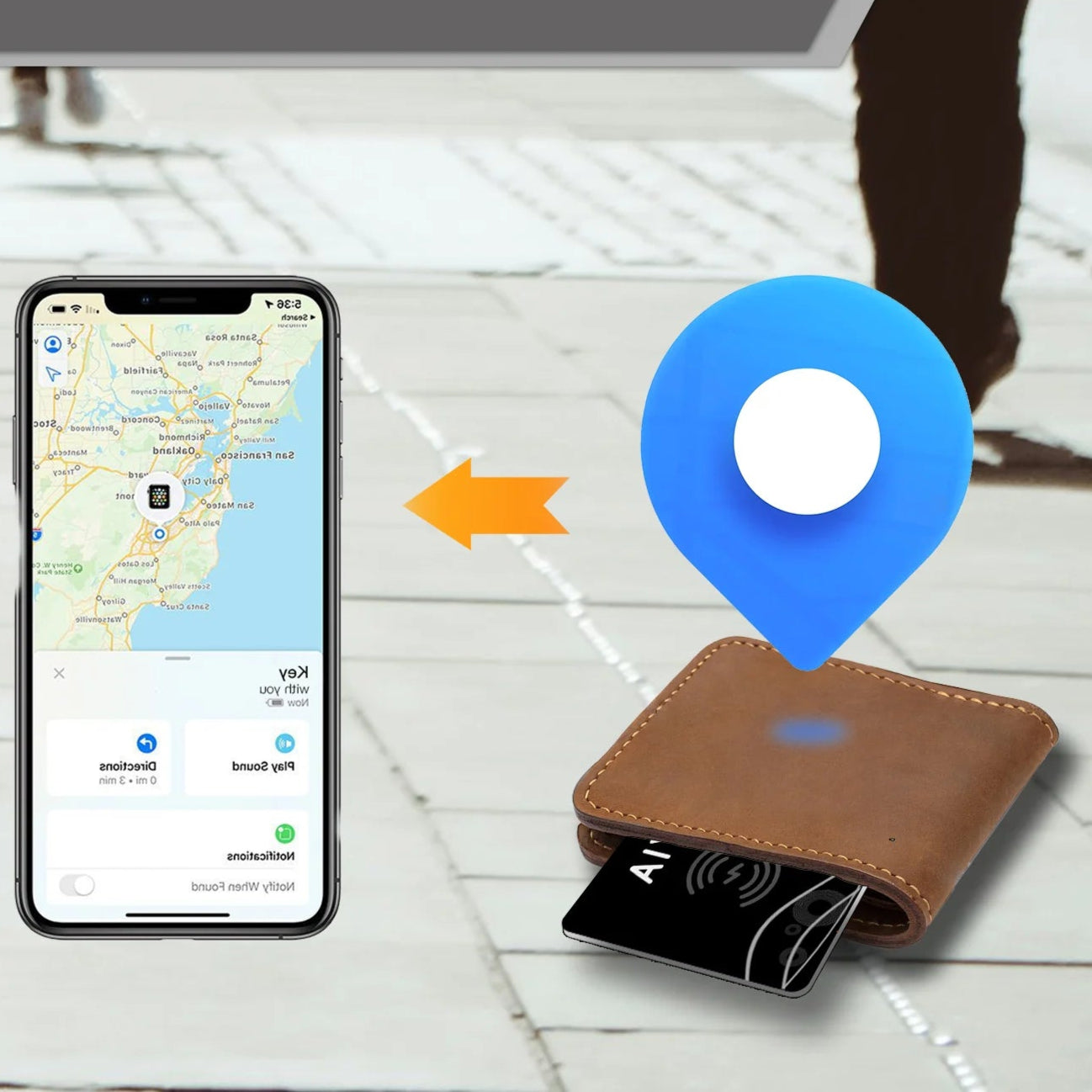 Thin Wallet Card Tracker Wireless Charging